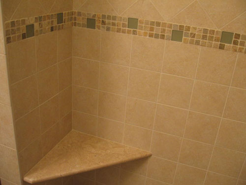 tile shower with marble seat-cherry hill,nj